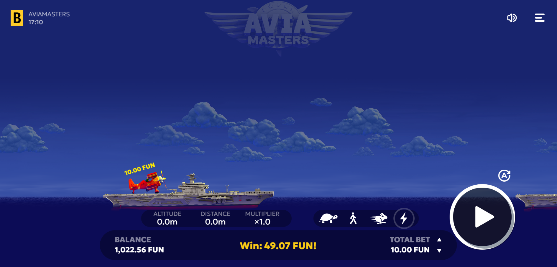 Try your luck in Aviamasters at 1win BD casino